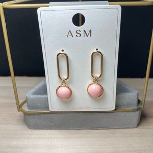 ASM Gold Oval Pink Circle Earrings NEW Fashion Jewelry